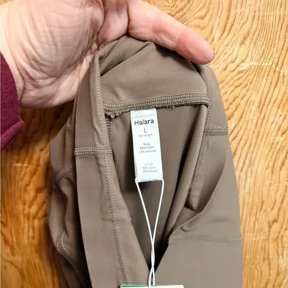 Halara Slimming Women’s Dawn Brown High Waisted leggings with pockets. - Picture 5 of 8